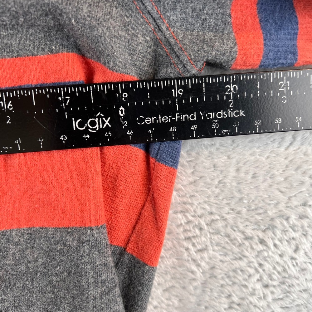 LL Bean Mens Small Regular Rugby Shirt Striped Mock Neck 1/4 Button Pullover Red - Picture 4 of 7
